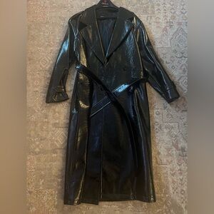 BLACK PLEATHER TRENCH COAT